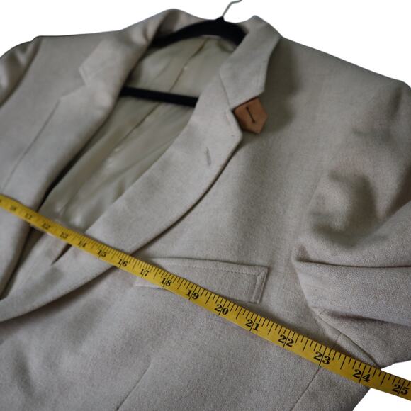 Bachrach Mens Elbow Patch Sport Coat Blazer Jacket Size L Cream Leather Buttons - Picture 10 of 14